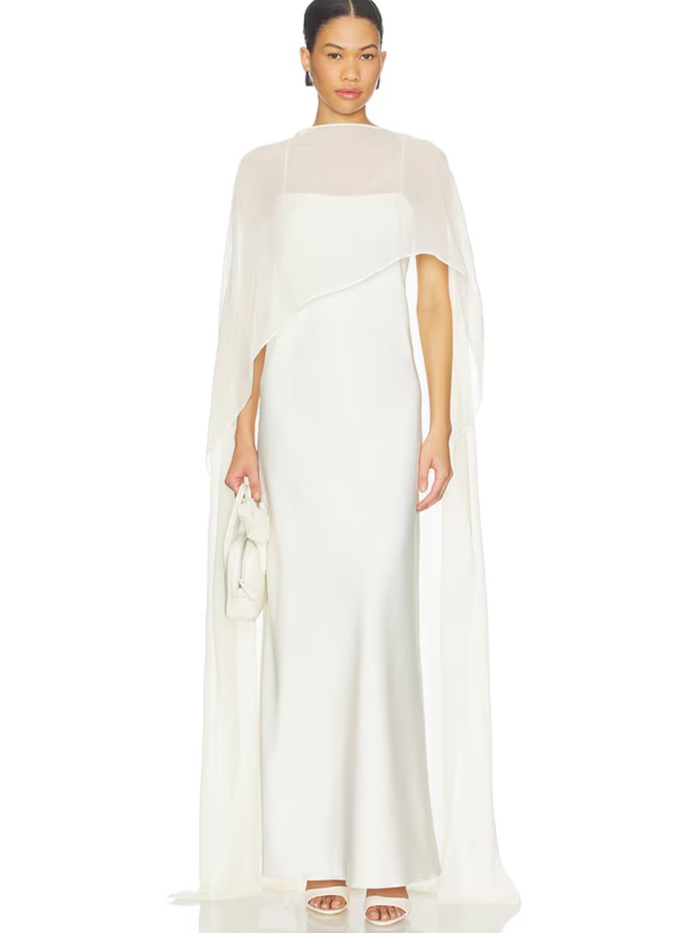 L'Academie White Cape-Overlay Maxi Dress - Picture 1 of 16
